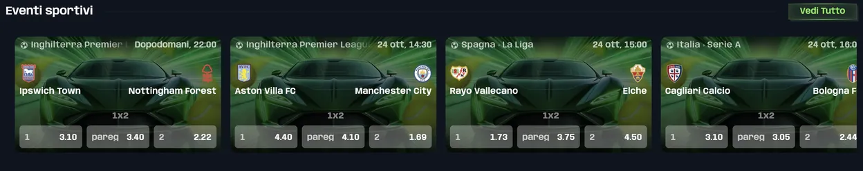 Eventi sportivi su Nitrobet: Ipswich-Nottingham Forest, Aston Villa-Manchester City, Rayo Vallecano-Elche, Cagliari-Bologna con quote 1X2