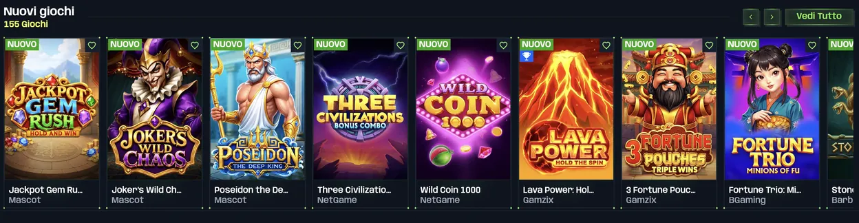 Nuovi giochi su Nitrobet: Jackpot Gem Rush, Joker's Wild Chaos, Poseidon the Deep King, Three Civilizations, Wild Coin 1000, Lava Power, 3 Fortune Pouches, Fortune Trio