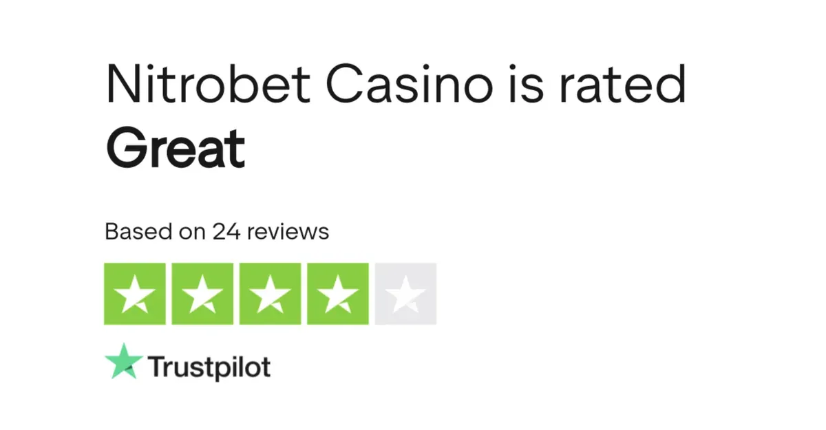 Nitrobet Casino su Trustpilot: valutazione Great, basata su 24 recensioni