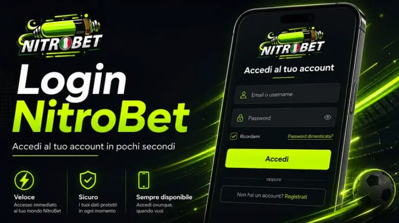 Schermata di login Nitrobet da mobile